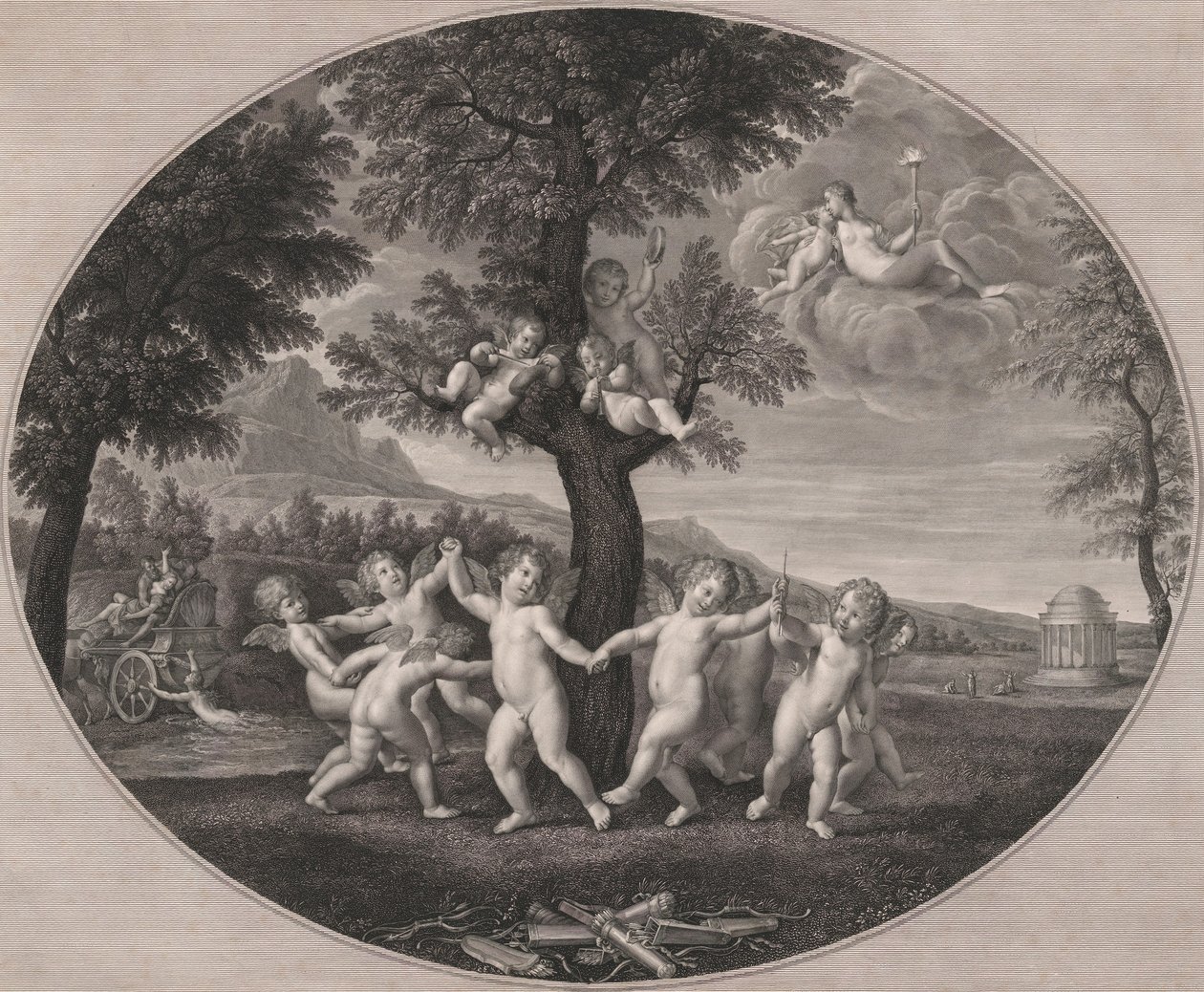 Amorer fejrer voldtægten af ​​Proserpina, 1805-12. af Francesco Rosaspina