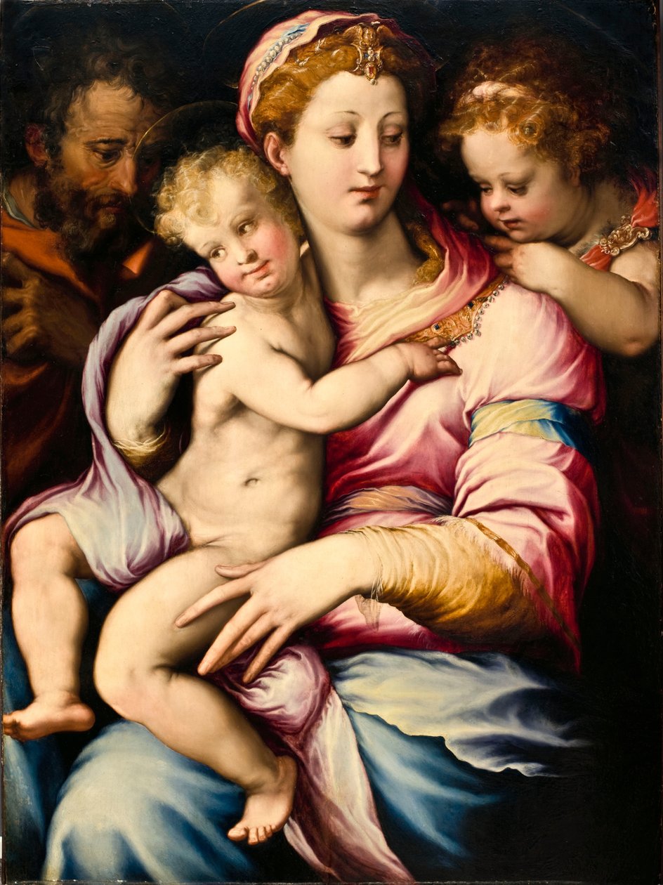 Den hellige familie med Johannes Døberen af Francesco Salviati