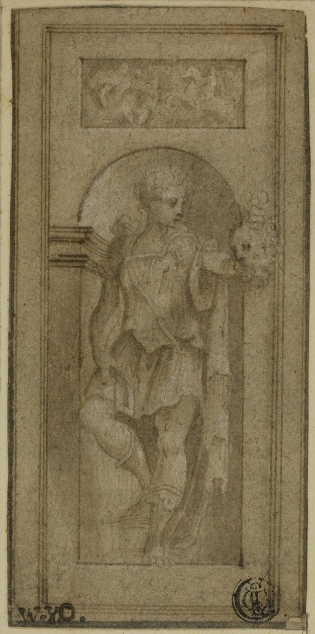 Nichestatue af David med Goliat-hovedet af Francesco Salviati