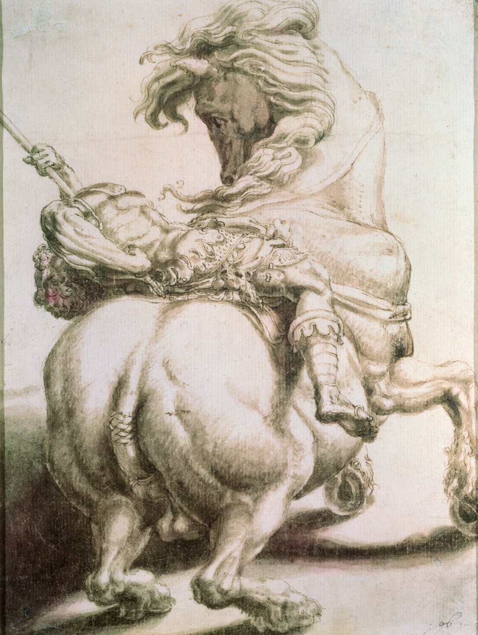 Rytter gennemboret af et spyd, 1500-tallet af Francesco de Rossi Salviati Cecchino
