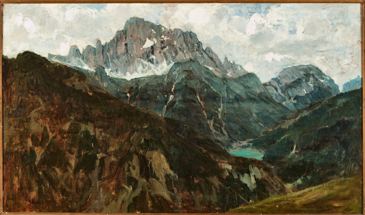 Bjerglandskab, Monte Civetta, Italien (olie på lærred af Francesco Sartorelli