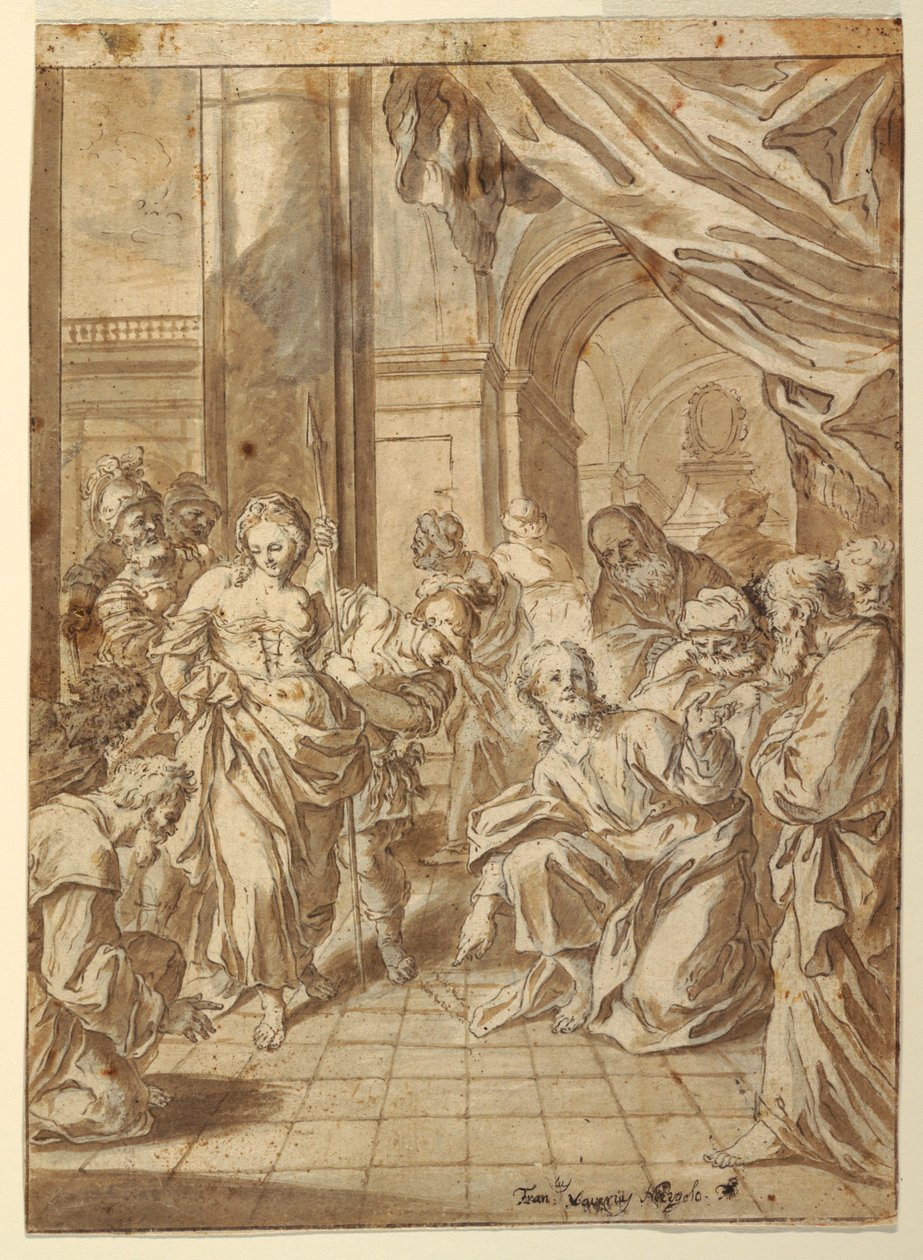 Tegning, Kristus og den utro kvinde, 1750-60 af Francesco Saverio Mergolo