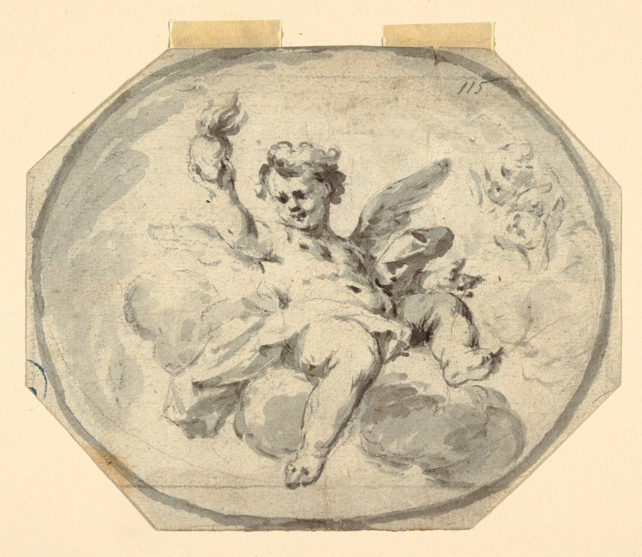 Tegning, design til et malet loft, 1770-1800 af Francesco Saverio Mergolo