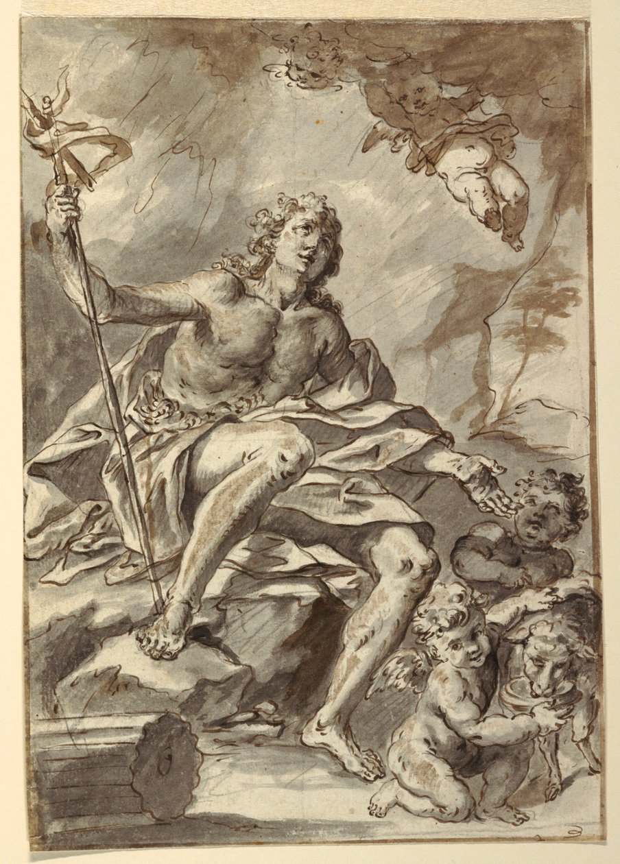 Tegning, Johannes Døberen, ca. 1775 af Francesco Saverio Mergolo