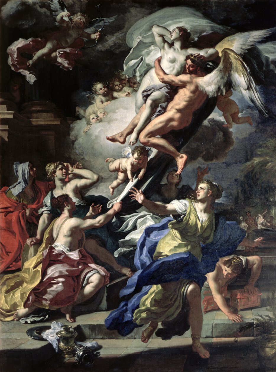 Boreas bortfører Oreithyia, datter af Erechtheus, 1729 af Francesco Solimena