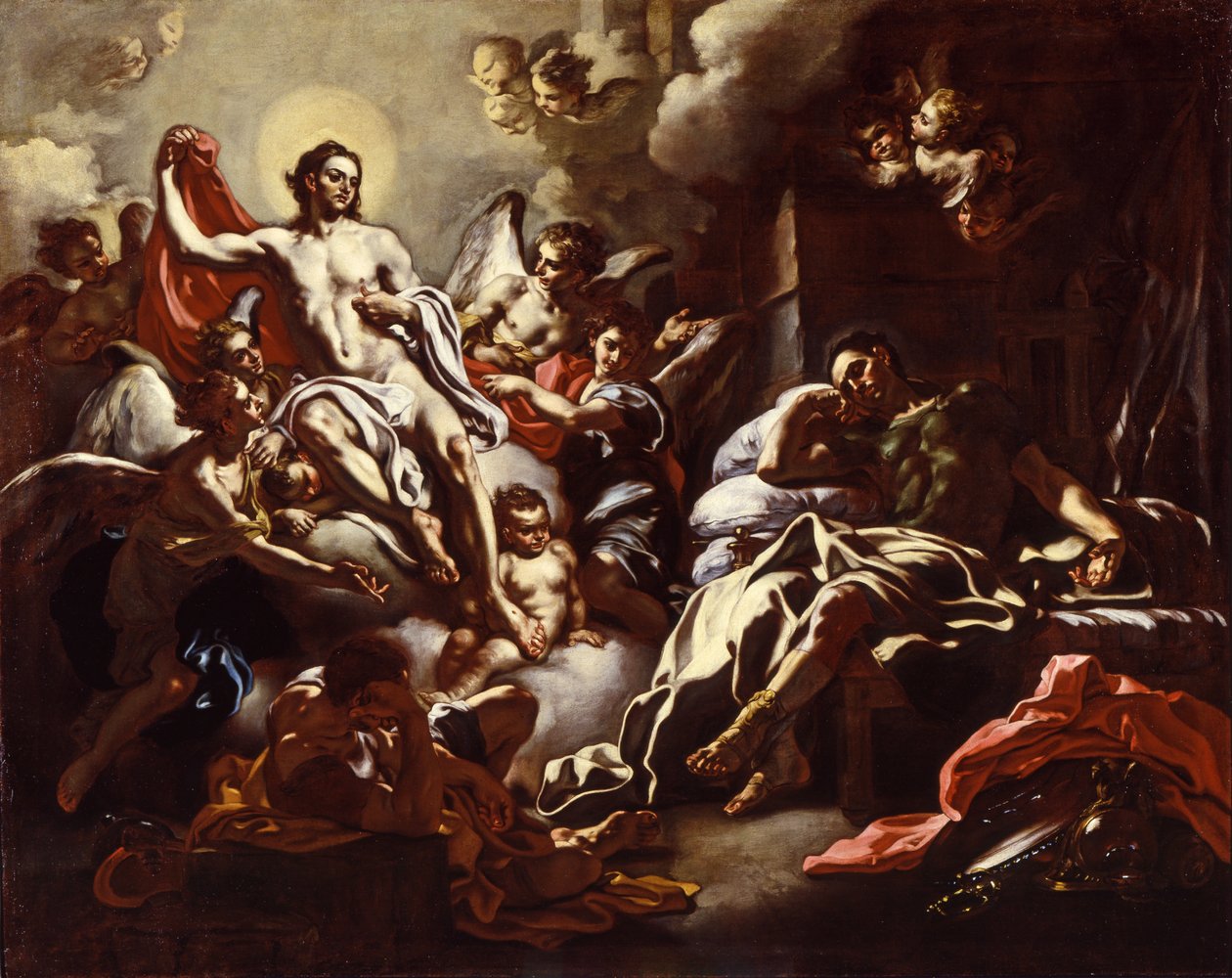 Kristus viser sig i en drøm for Sankt Martin, ca.1733 af Francesco Solimena