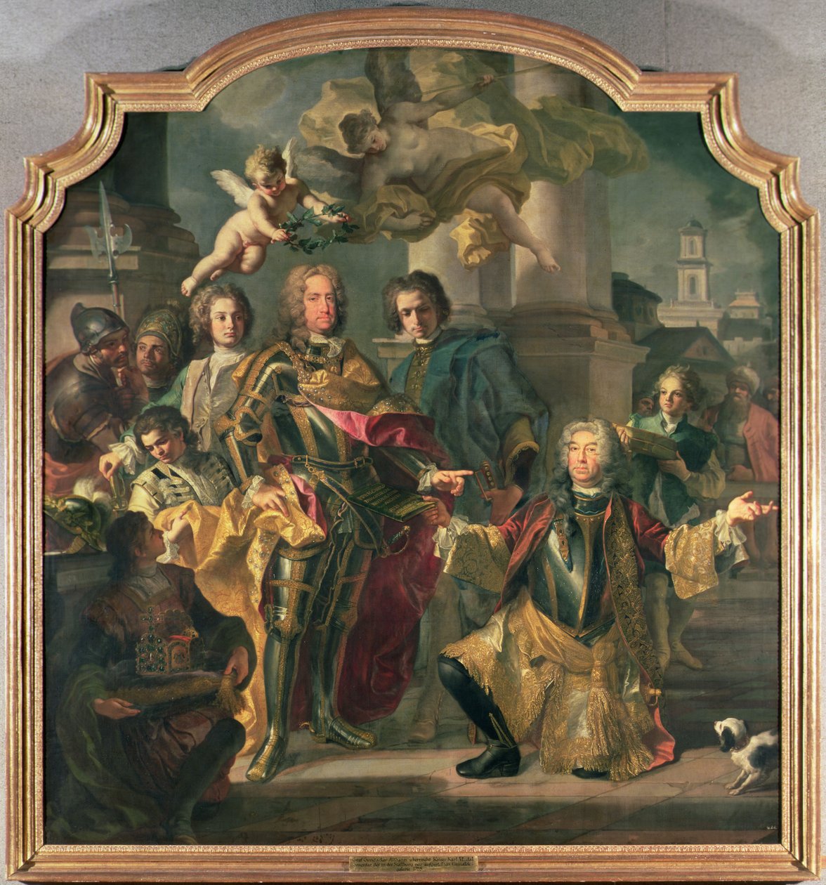 Gundaker-grev Althann overdrager til kejser Charles VI (Karl III af Ungarn) (1685-1740) inventaret af den kejserlige billedsamling i Stallburg (1685-1740) kejserens ledere og af Francesco Solimena