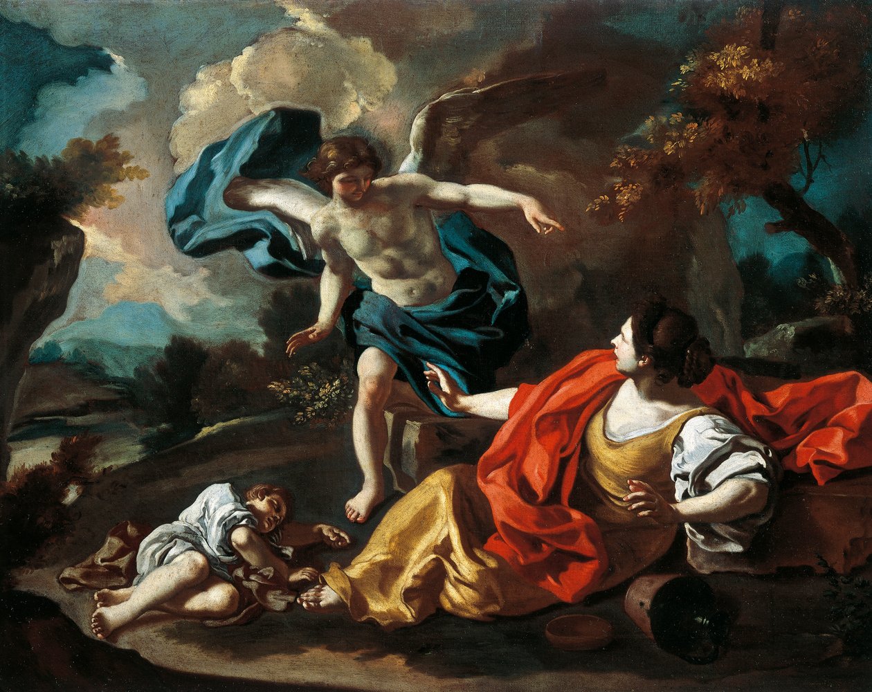 Hagar og Ismael, af Francesco de Mura (1696-1782), olie på lærred, 73x98 cm af Francesco Solimena