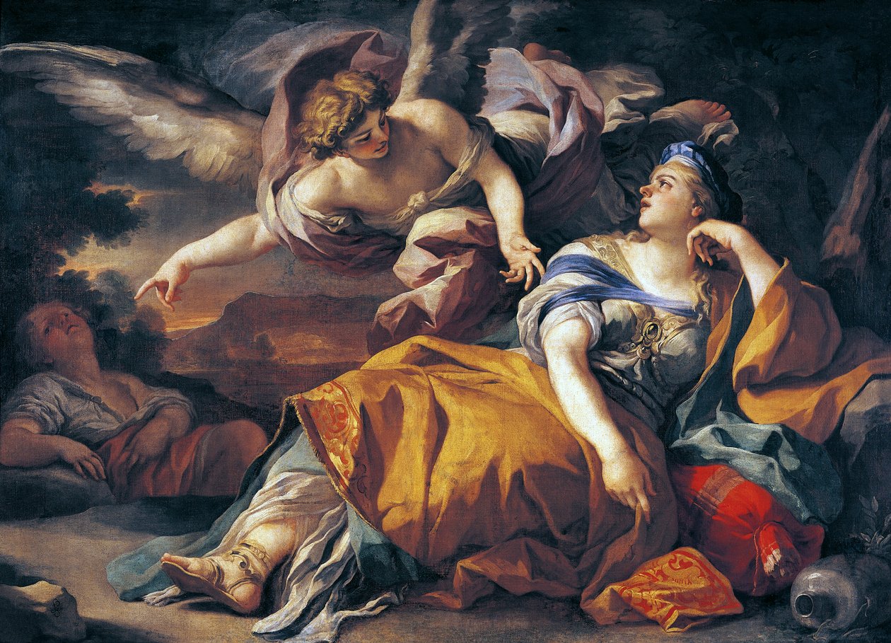 Hagar og englen, af Francesco Solimena (1657-1747), olie på lærred af Francesco Solimena