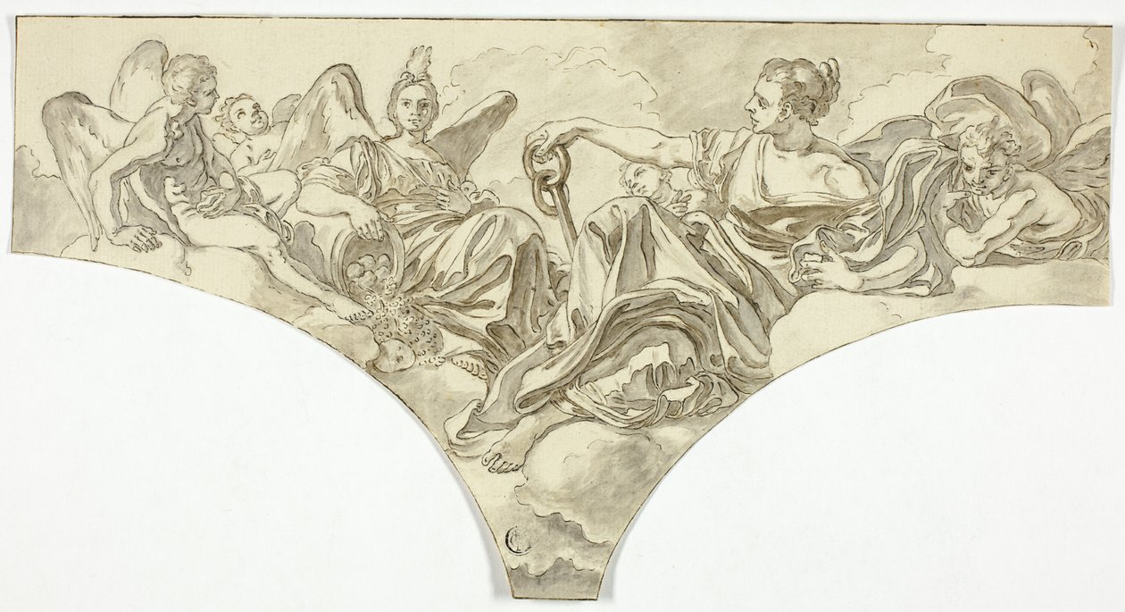 Spandrel-dekoration med siddende allegoriske figurer af Hope og Concord af Francesco Solimena