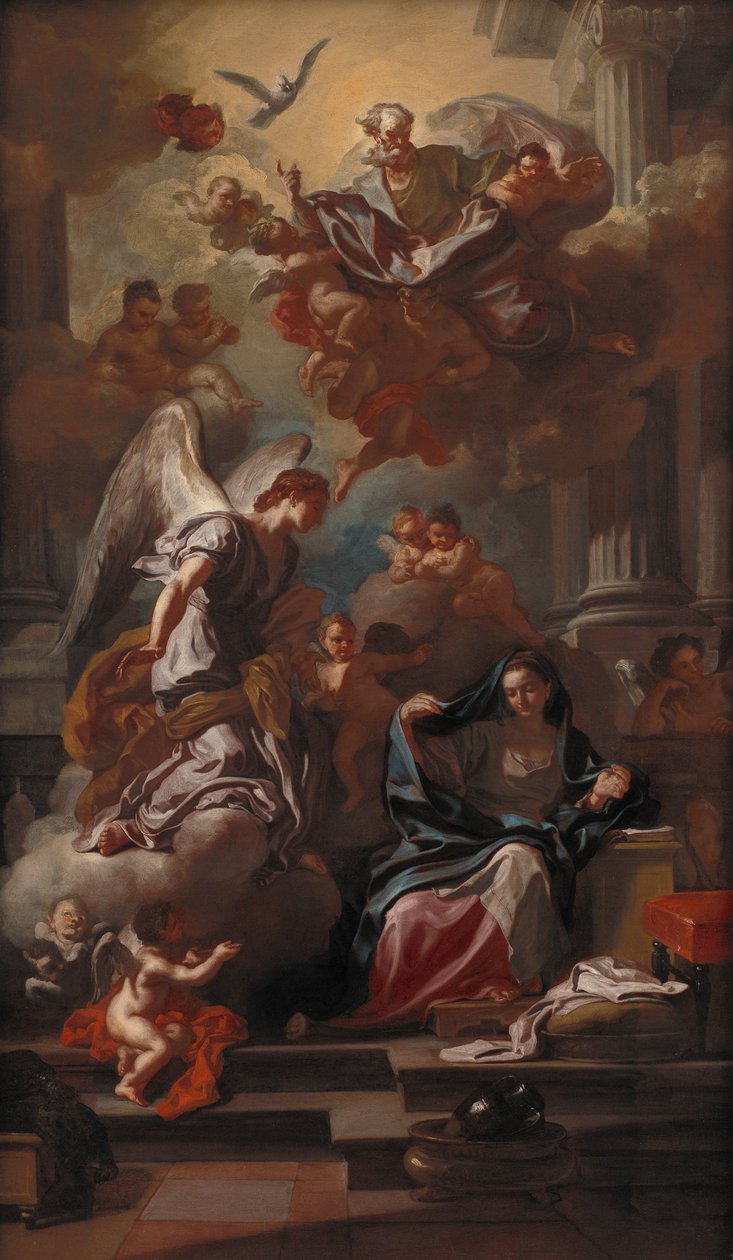 Bebudelsen, efter 1733 (olie på lærred) af Francesco Solimena