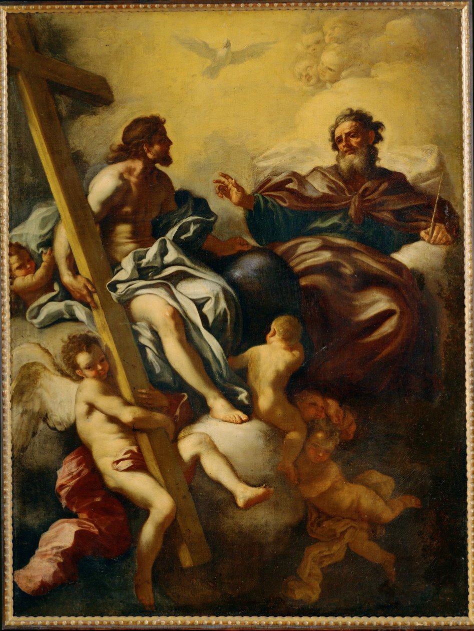 Den hellige treenighed (maleri på lærred) af Francesco Solimena