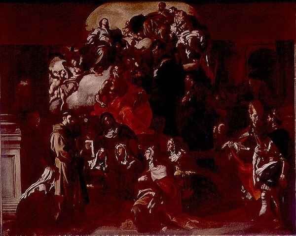Den Hellige Treenighed med Madonnaen og de hellige, ca. 1705 (olie på lærred) af Francesco Solimena