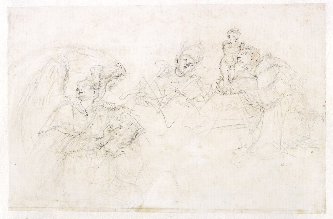 Tre helgener: Sts Vincent Ferrer, en pave og Anthony af Padova af Francesco Solimena