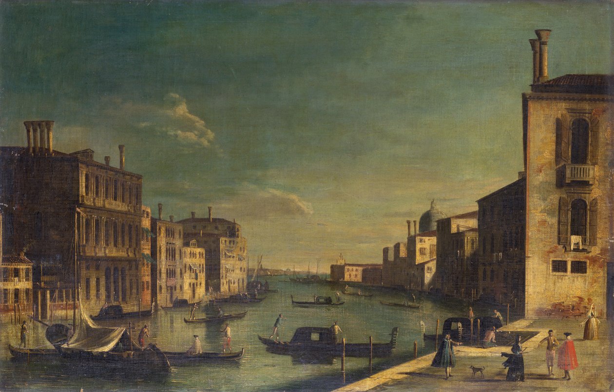 Canal Grande ser mod øst fra Campo San Vio mod Bacino (olie om bord)) af Francesco Tironi