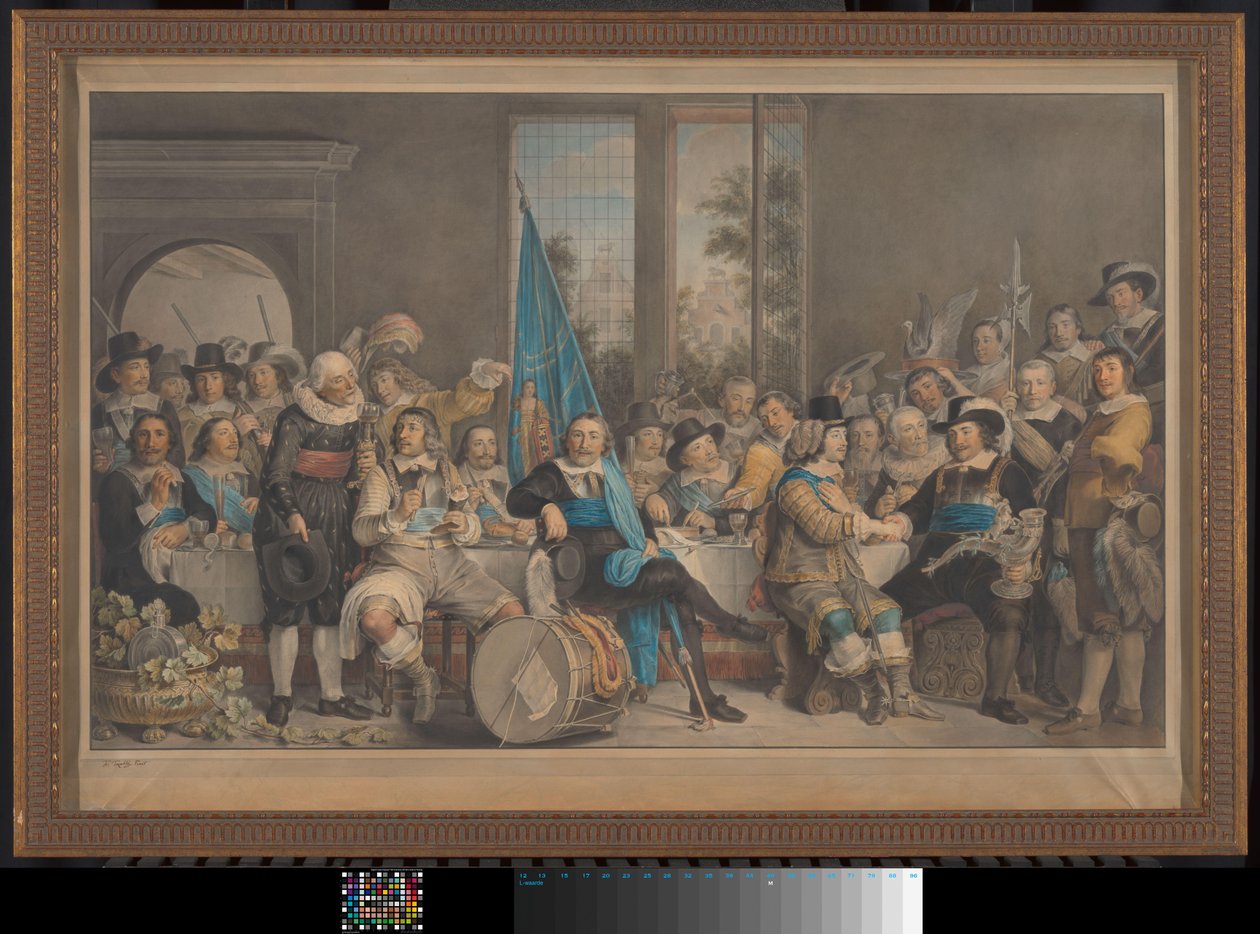 Skydemåltid i Voetboog (St. Joris) målene i Amsterdam, til fejring af indgåelsen af ​​freden i Munster, 18. juni 1648 af Francesco Tozelli (signed by artist)