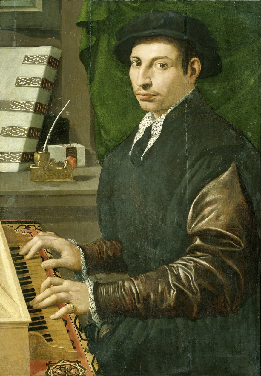 Portræt af en mand, der spiller en jomfru af Francesco Traballesi