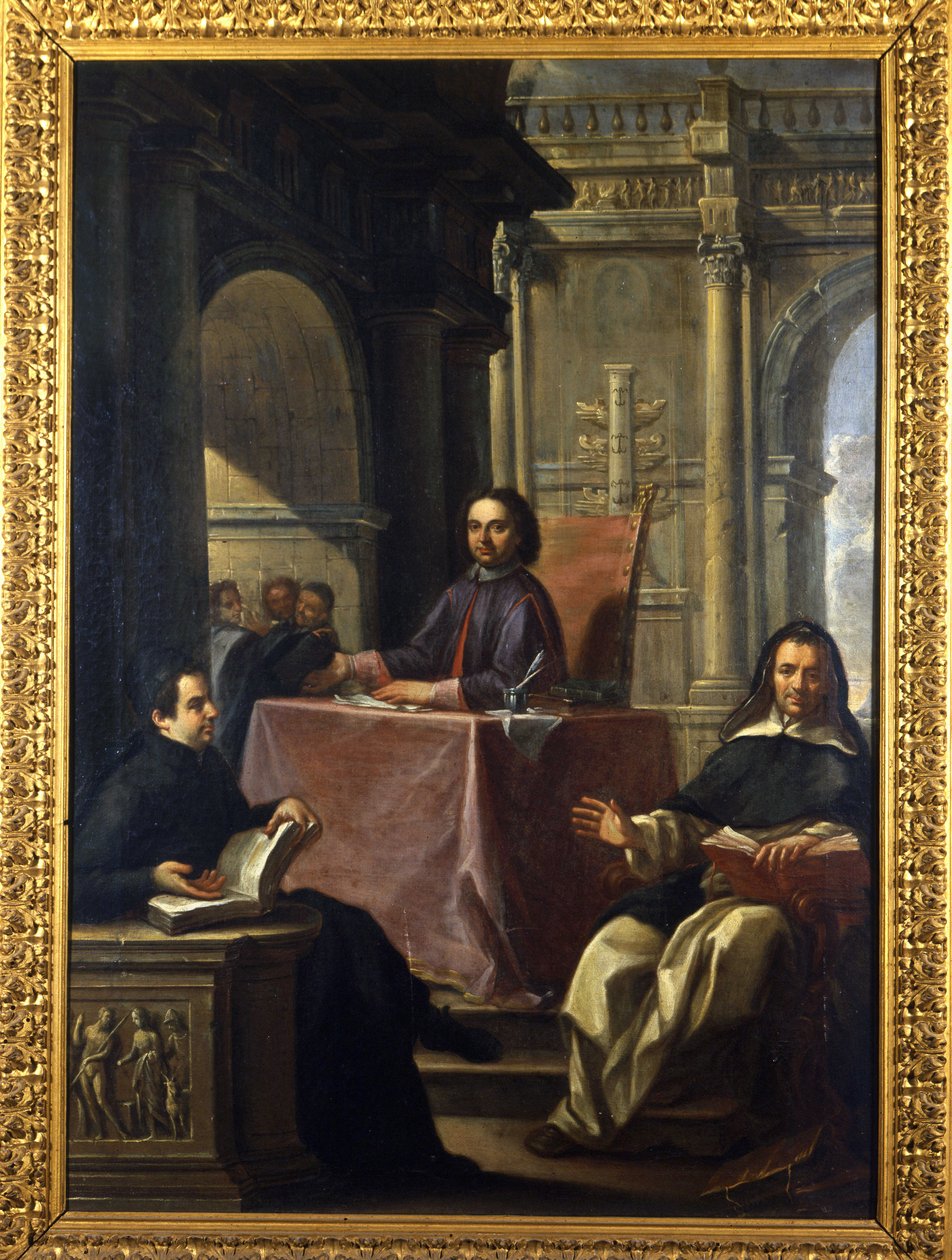 Tvist mellem en jesuite og en dominikaner efter modreformen, maleri af F. Trevisani (1656-1746), Museum of Rome. af Francesco Trevisani