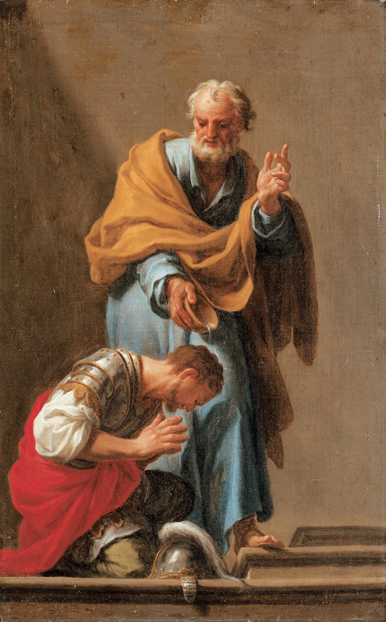 Sankt Peter døber centurionen Cornelius af Francesco Trevisani