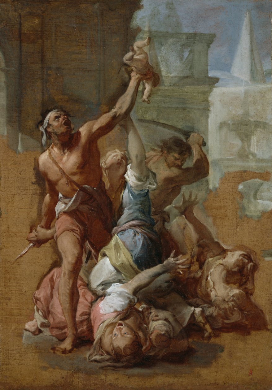 Studie for the Massacre of the Innocents, ca. 1700-10 (olie på lærred) af Francesco Trevisani