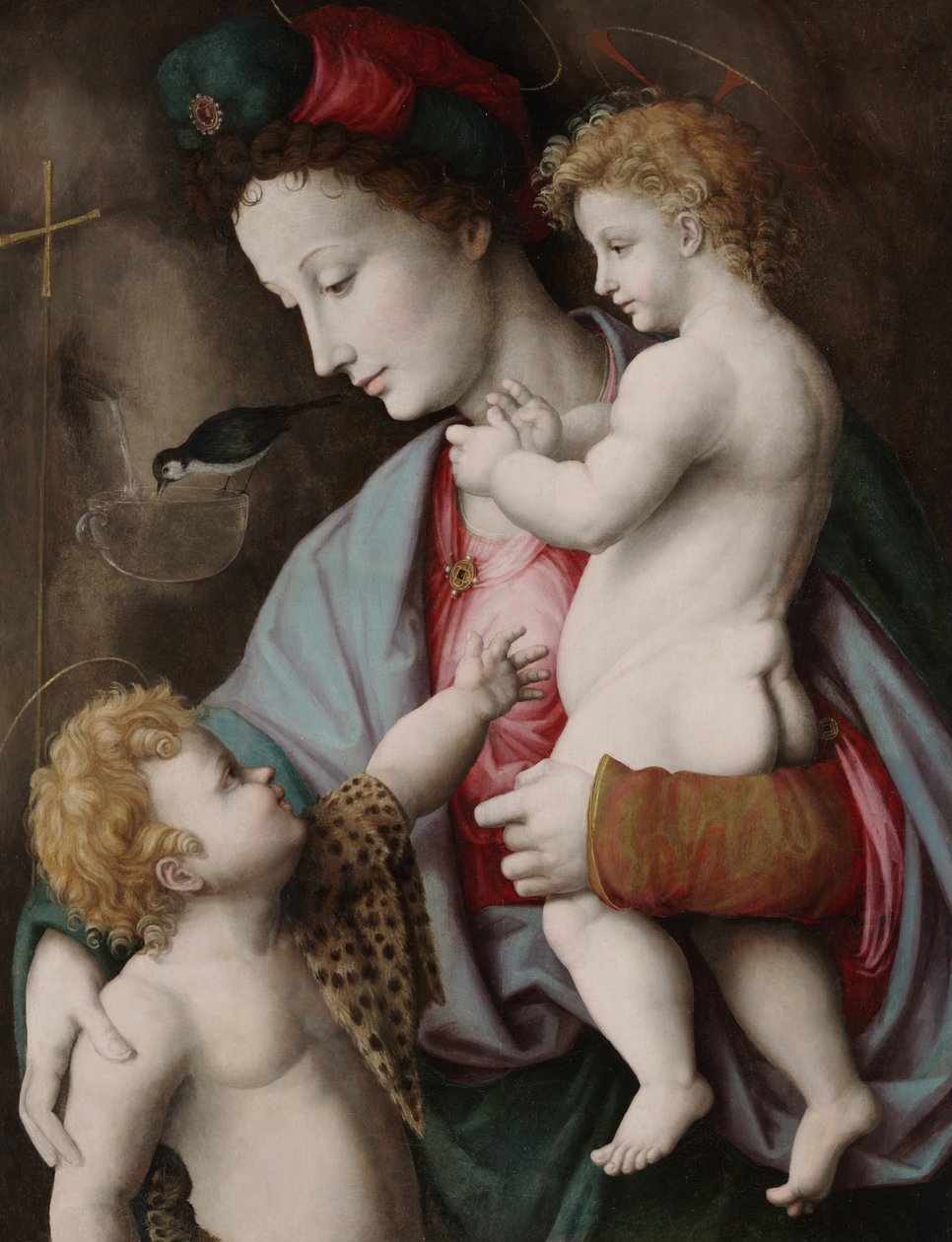 Madonna og barn med St. John, ca. 1525 (olie på panel) af Francesco Ubertini Il Bacchiacca