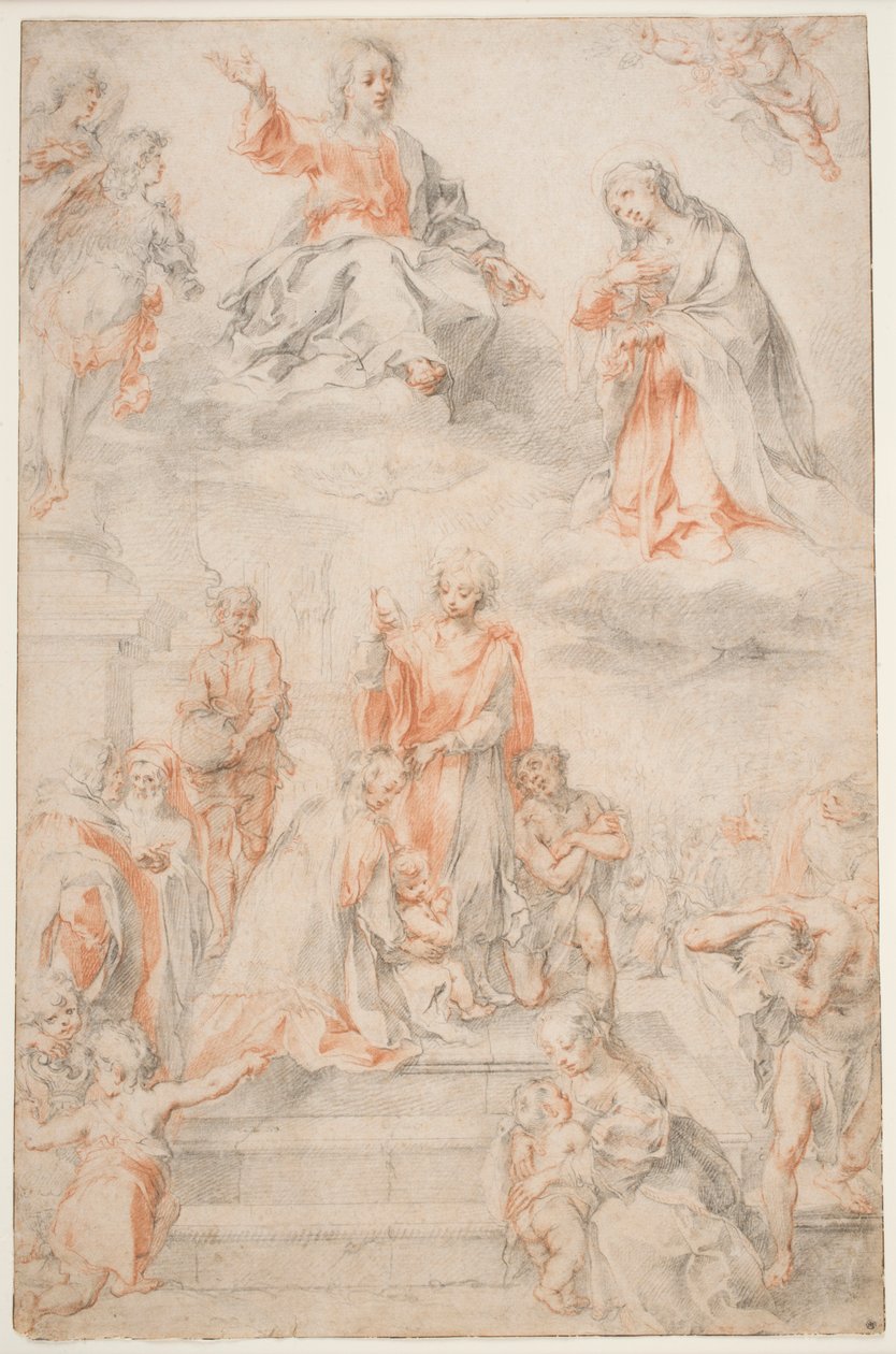 Sankt Ansano døber Sieneserne, ca. 1593 (kridt på papir) af Francesco Vanni
