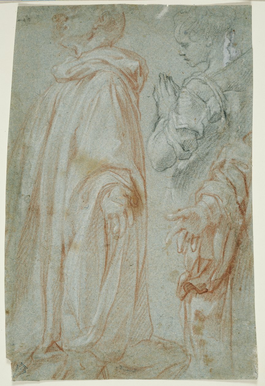 Tre studier for den opstandne Kristus tilbedt af en kvindelig hellig og San Silvestro Gozzalini, 1607 af Francesco Vanni