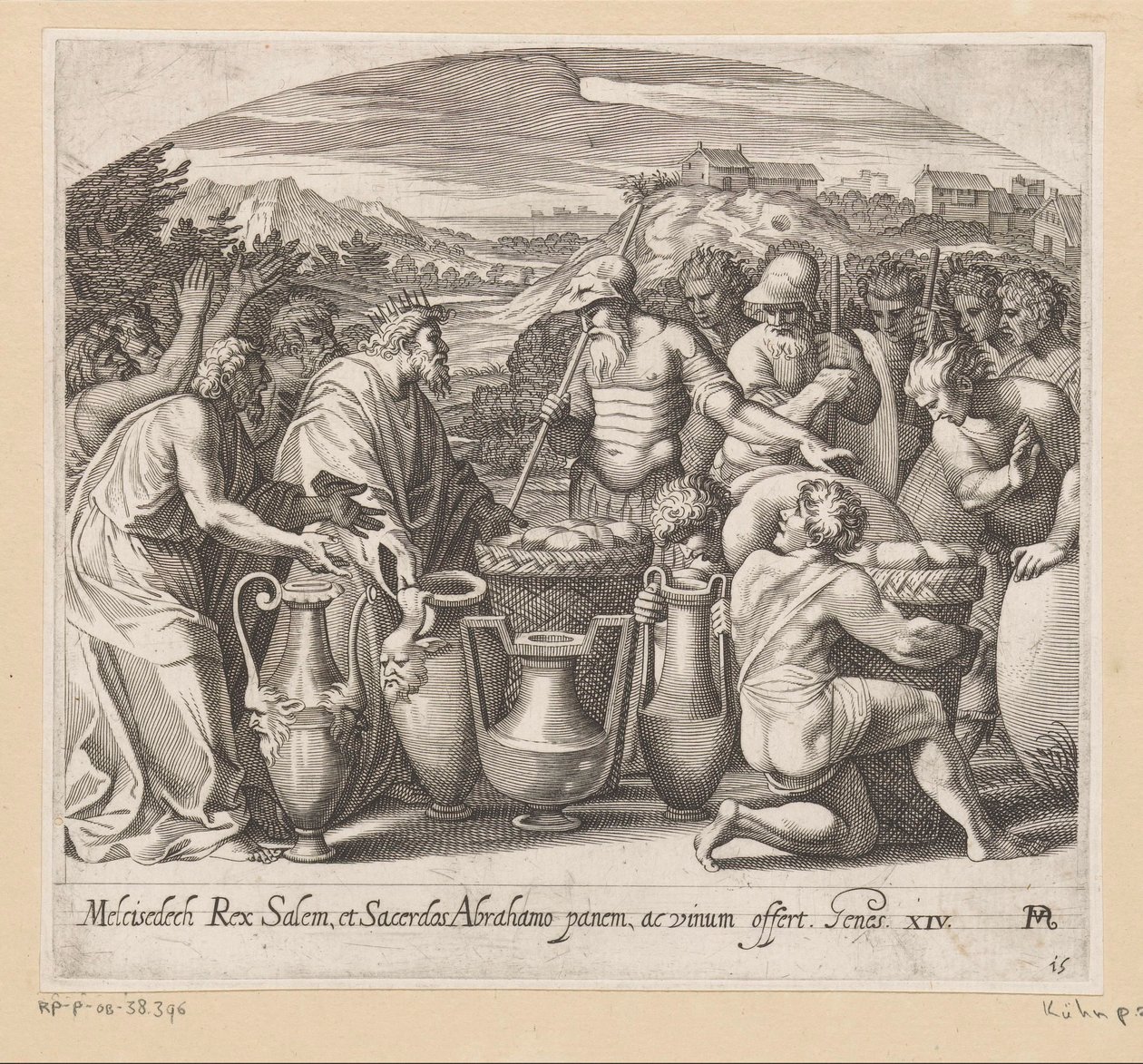 Abrahams møde med Melkisedek Malerier i Raphaels Loggia (serietitel) La Sacra Genesi (serietitel) af Francesco Villamena