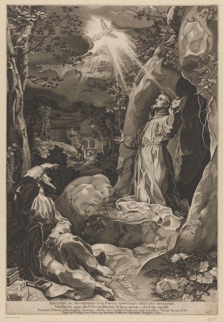 Francis modtager stigmataet af Francesco Villamena