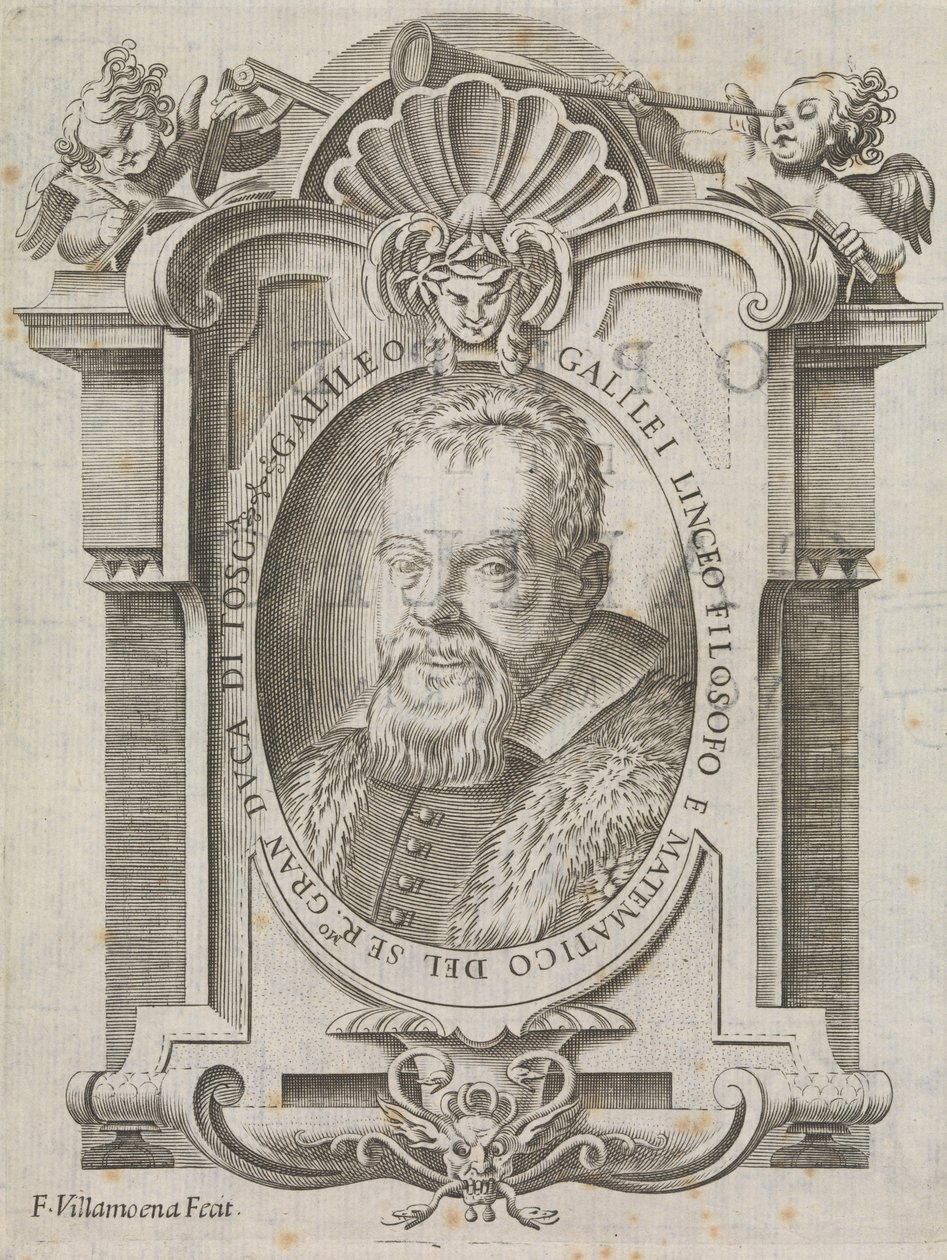 Galileo Galilei (1564-1642), ca. 1656 (kobberstik) af Francesco Villamena
