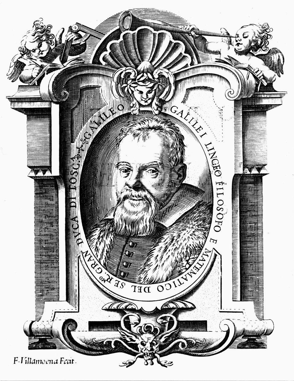 Galileo Galilei, italiensk astronom og matematiker, tidligt i det 17. århundrede af Francesco Villamena