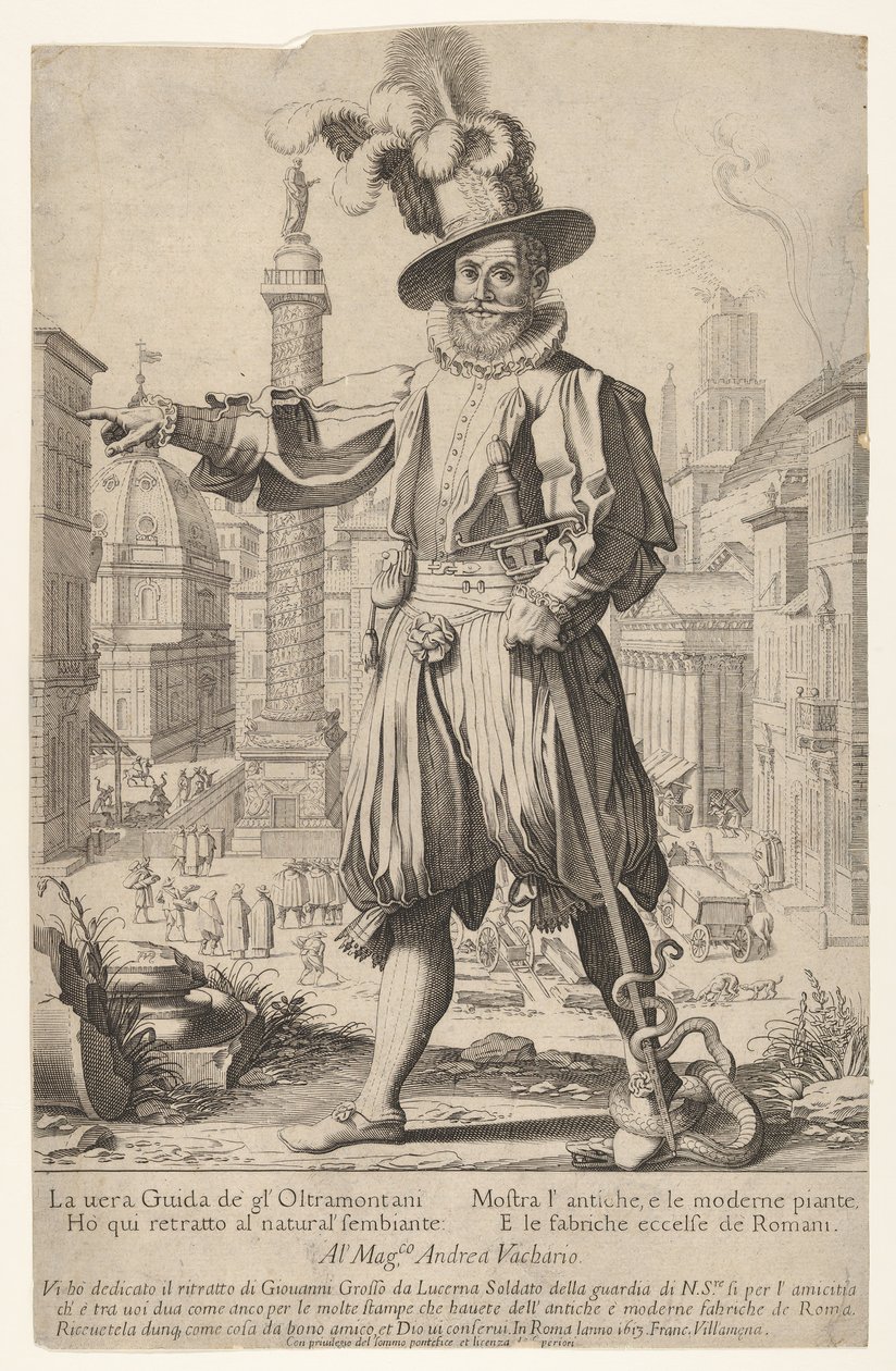 Giovanni Alto Johann Alten, Ioannes Altus stående på Quirinalhøjen i Rom, med ham..., af Francesco Villamena
