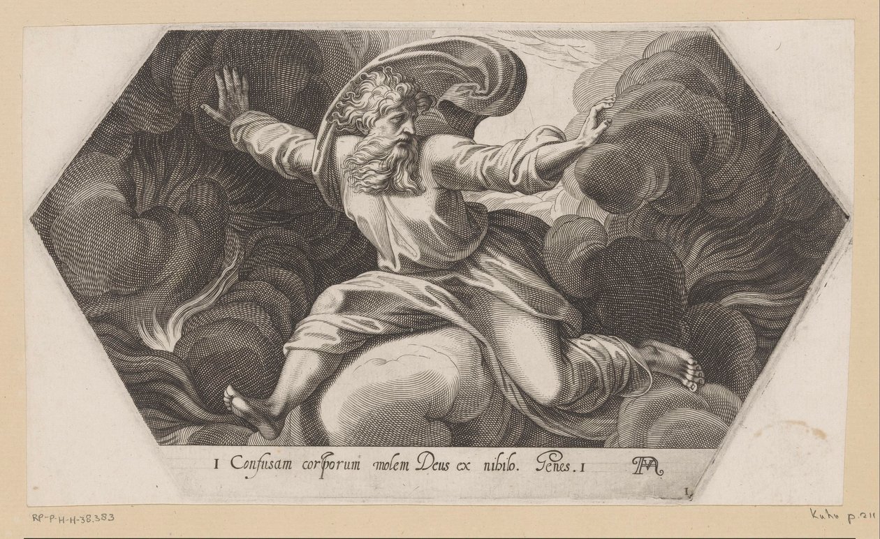 Gud adskiller lyset fra mørket Malerier i Raphaels Loggia (serietitel) La Sacra Genesi (serietitel) af Francesco Villamena
