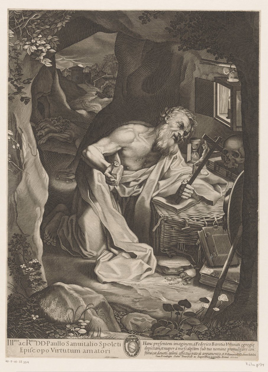 Sankt Hieronymus i ørkenen af Francesco Villamena