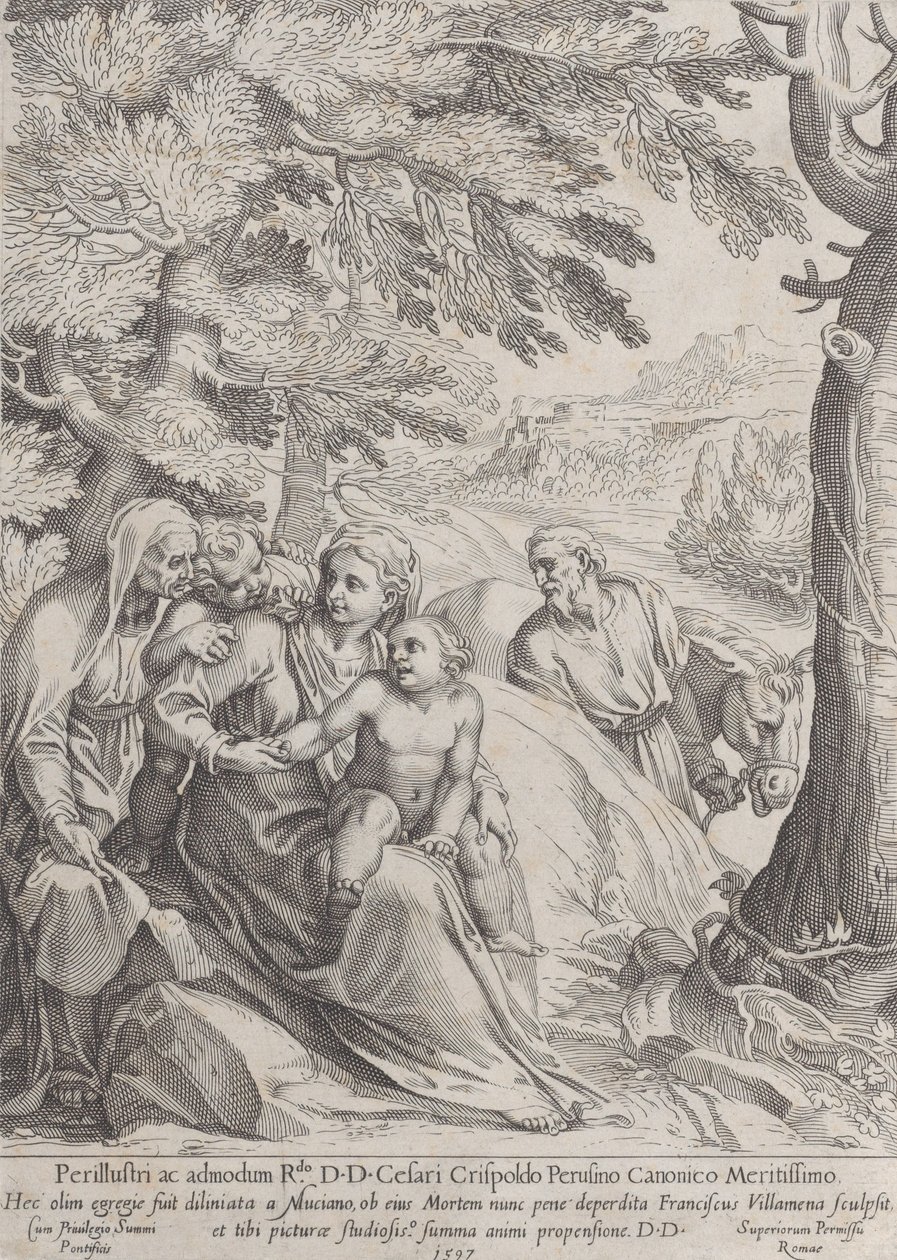 Resten på flugten til Egypten, 1597. af Francesco Villamena