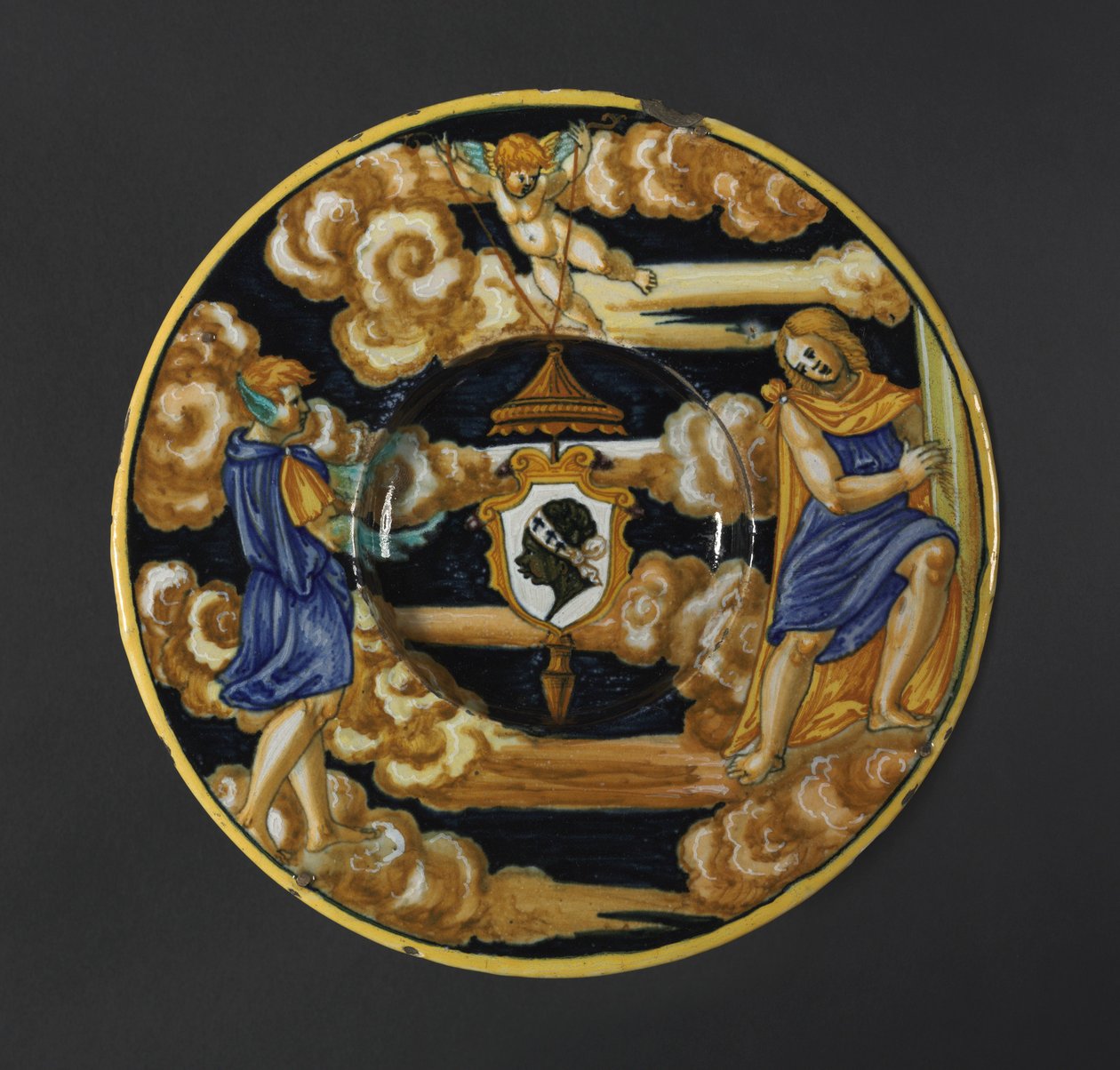 Tallerken med Pucci-familiens våben, 1532. af Francesco Xanto Avelli