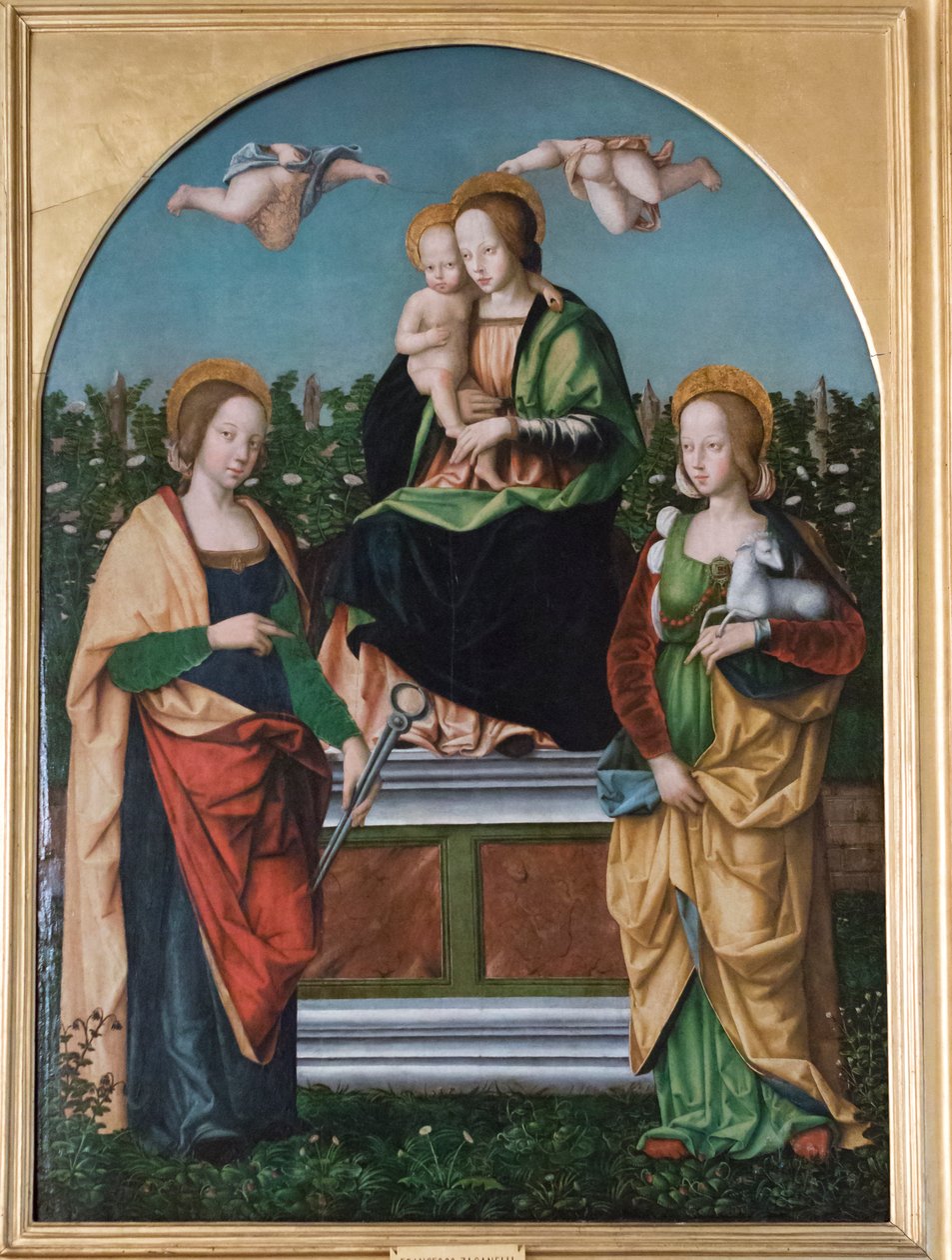 Madonna og barn, St. Agatha og St. Agnes af Francesco Zaganelli di Bosio