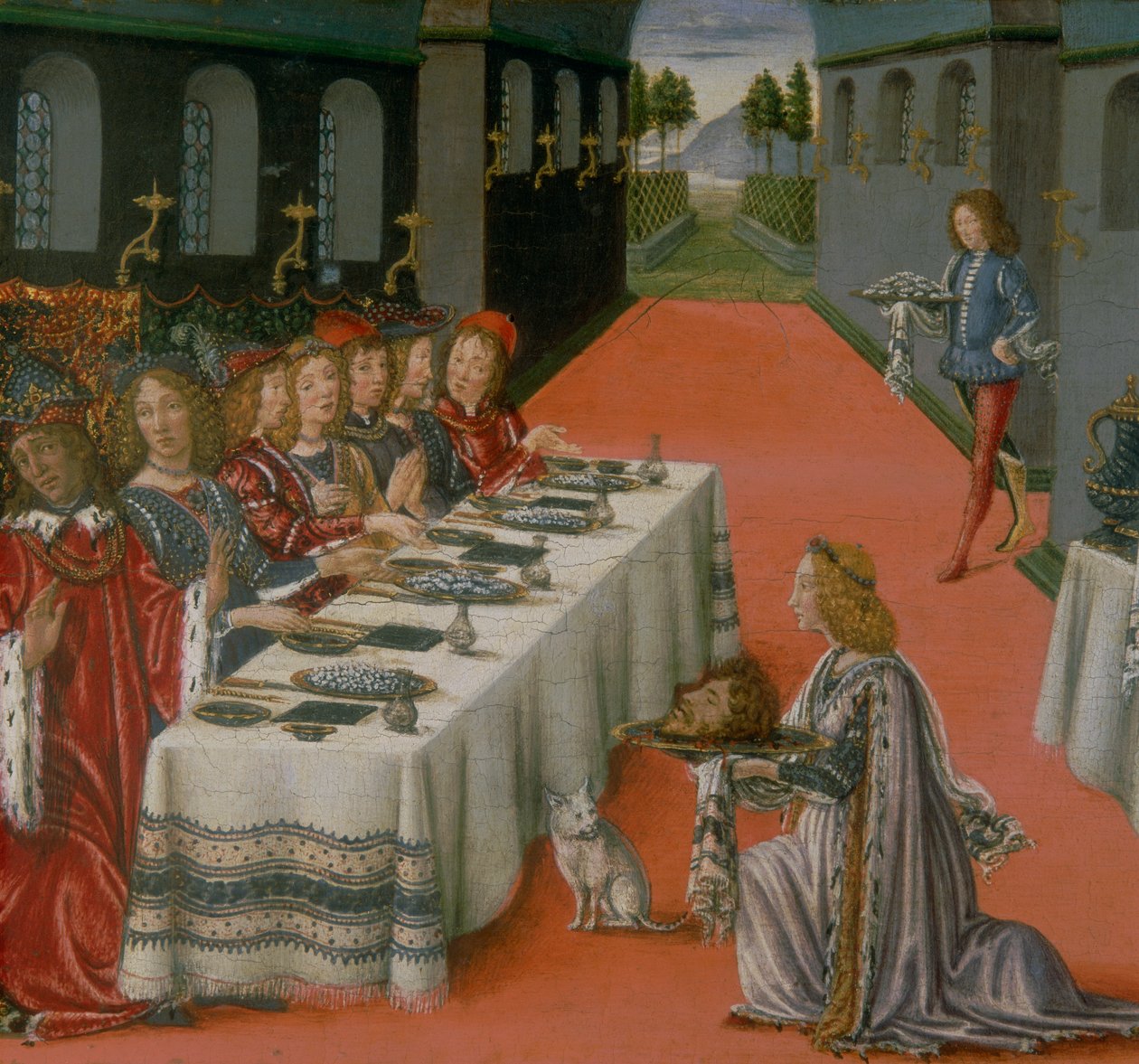 Herods Banket. Episode fra predellaen af Tabernaklet for det hellige sakrament af Francesco and Raffaello 1477 c.1520 Botticini