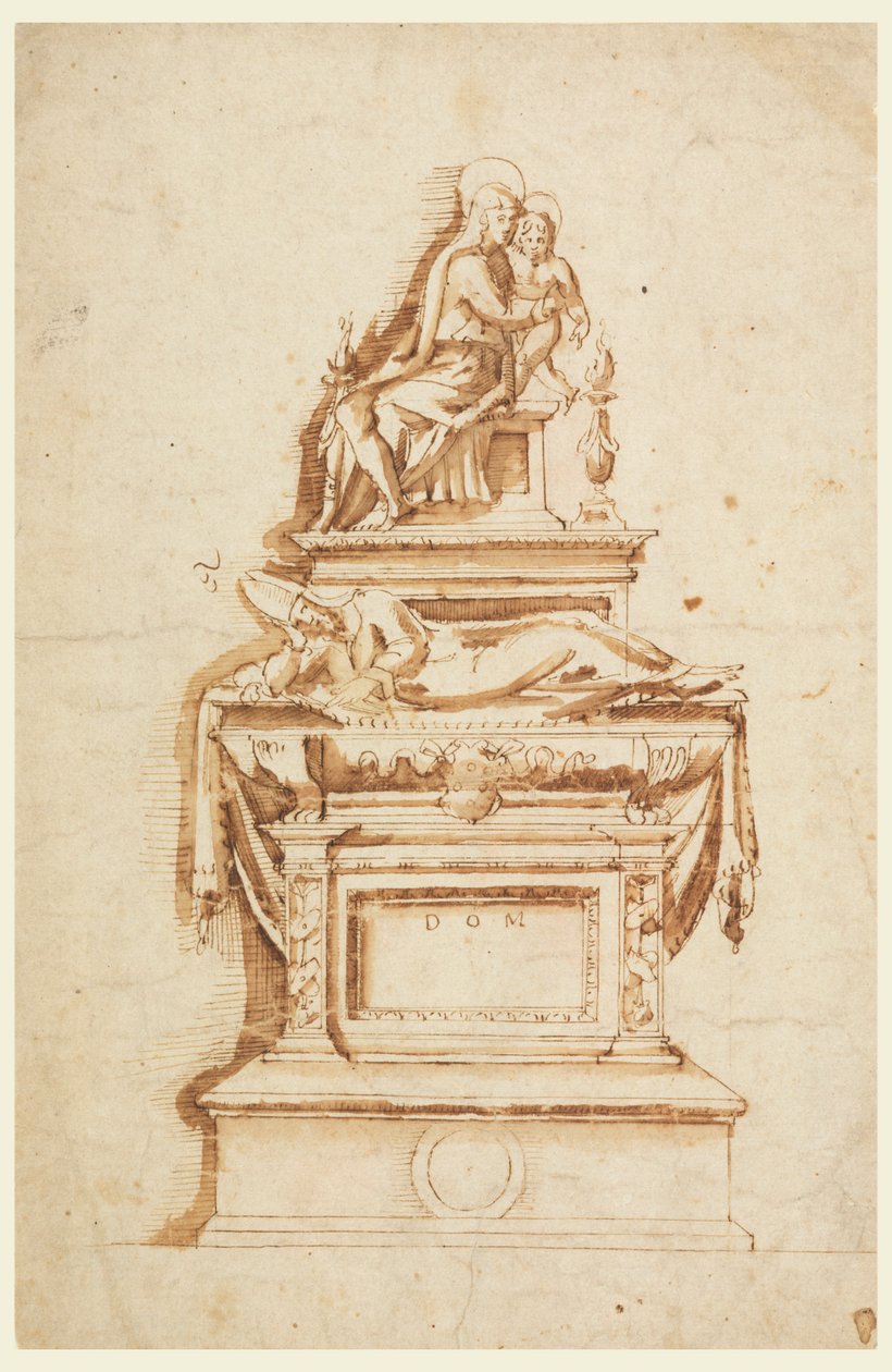 Design til et gravmonument for en Medici-kardinal af Francesco da Sangallo