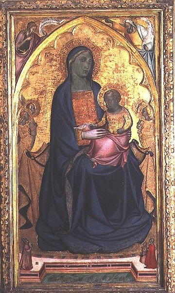 Madonna og barn på tronen af Francesco da Volterra Neri