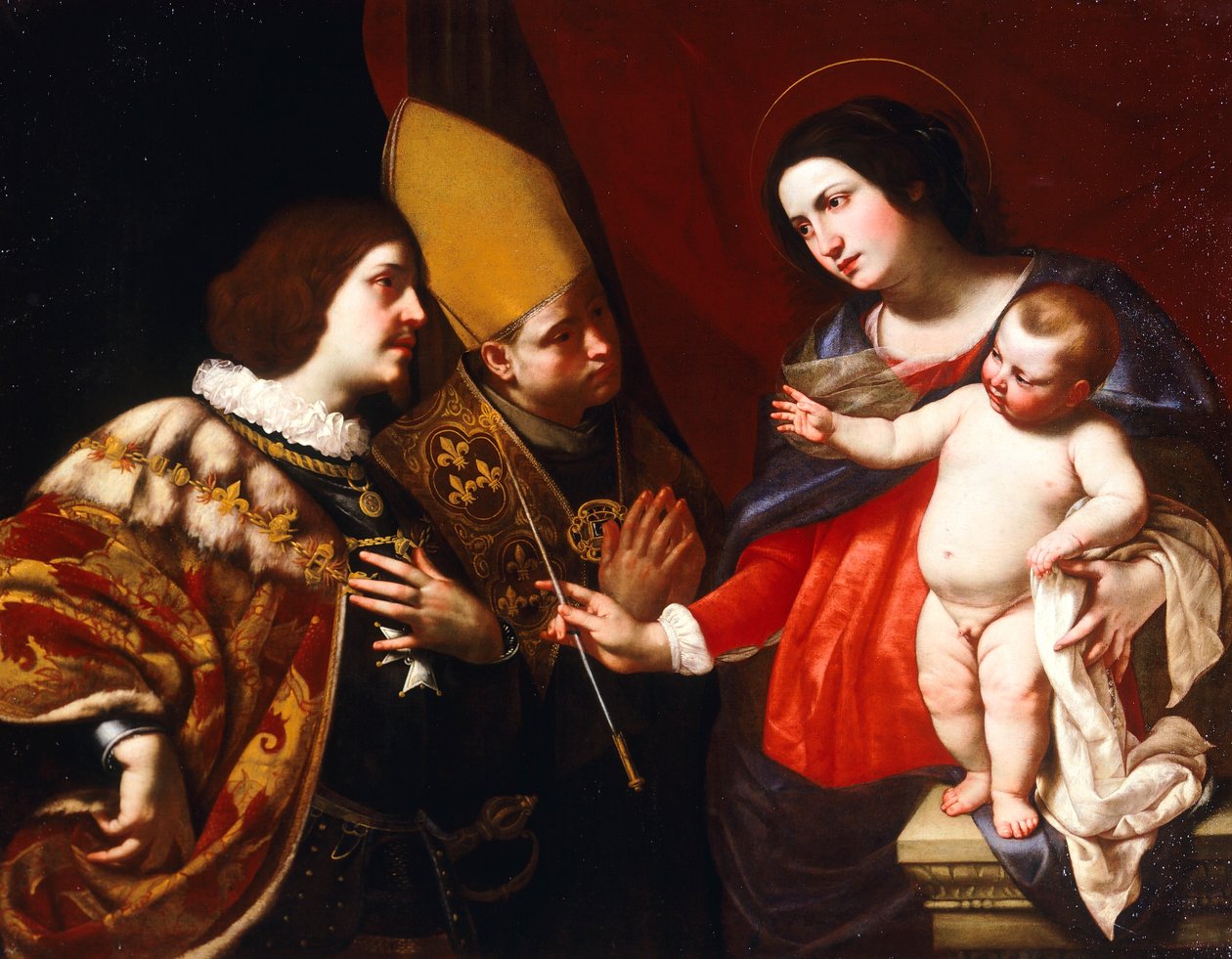 Lady giver kommandoscepter til hertugen af Guise (olie på lærred) af Francesco de (c.1600 54) Rosa