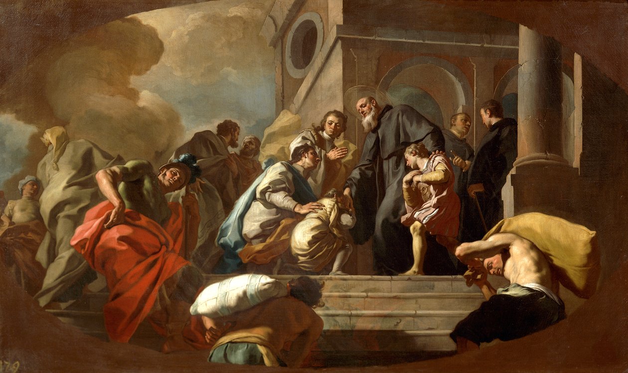 Drøm om Sankt Benedikt af Francesco De Mura (1696-1782), detaljer af Francesco de Mura
