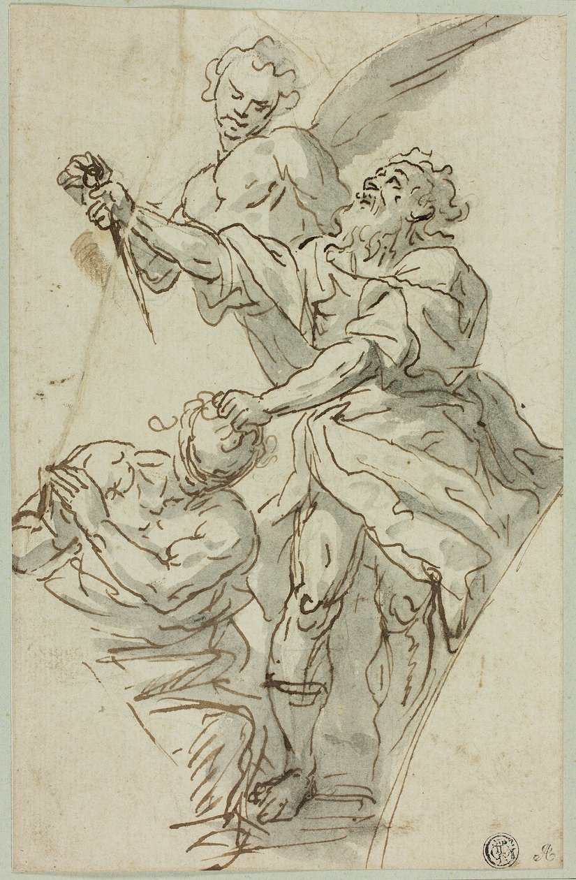 Skitse af spandrel med ofring af Isak af Francesco de Mura