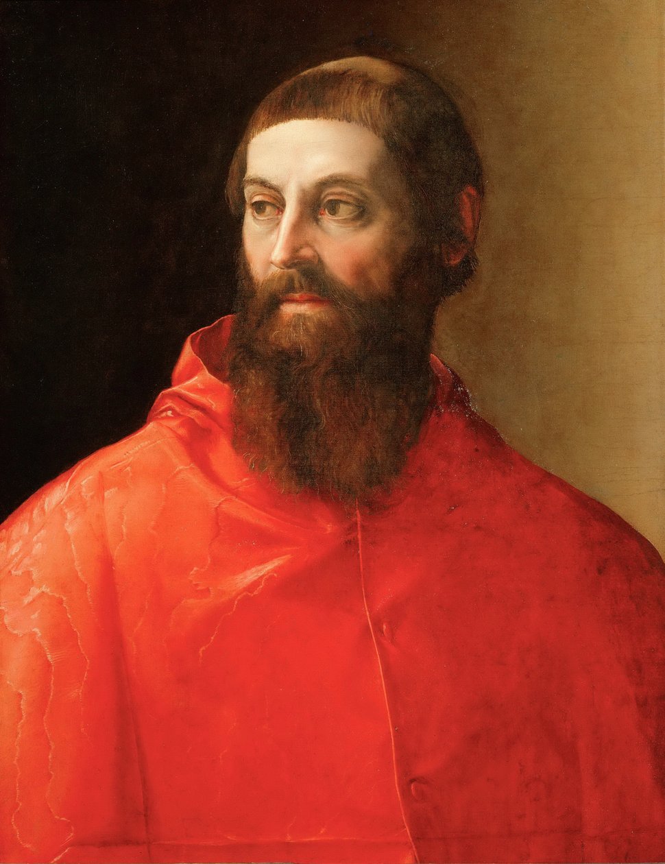 Rodolfo Pio de Carpi (Rodolphe de Carpi) (1500-1564) - Portræt af kardinal Rodolfo Pio , af Rossi, Francesco, de (1510-1563). Olie på lærred, ca 1545. Mål: 71,5x57 cm. Kunsthistorisk museum, Vienne af Francesco de Rossi Salviati