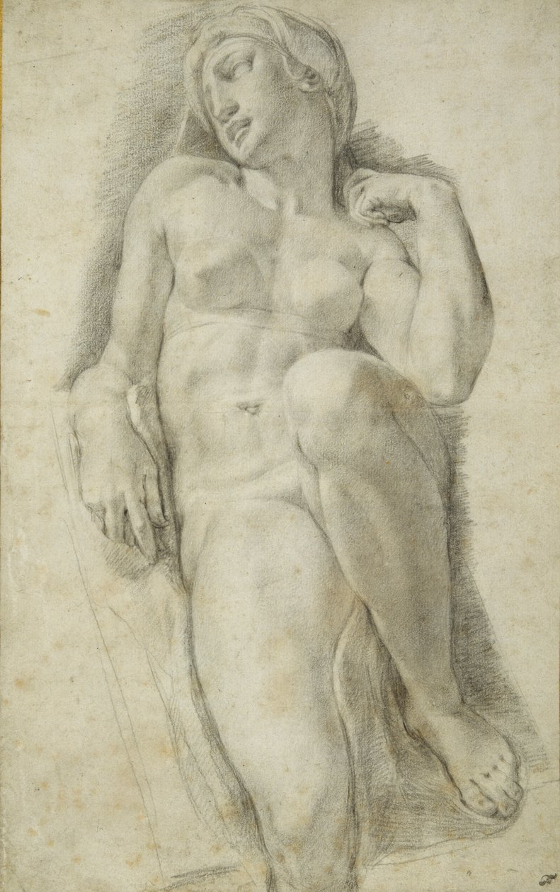 Aurora, efter Michelangelo Buonarroti (sort kridt på hvidt papir) af Francesco de Rossi Salviati Cecchino