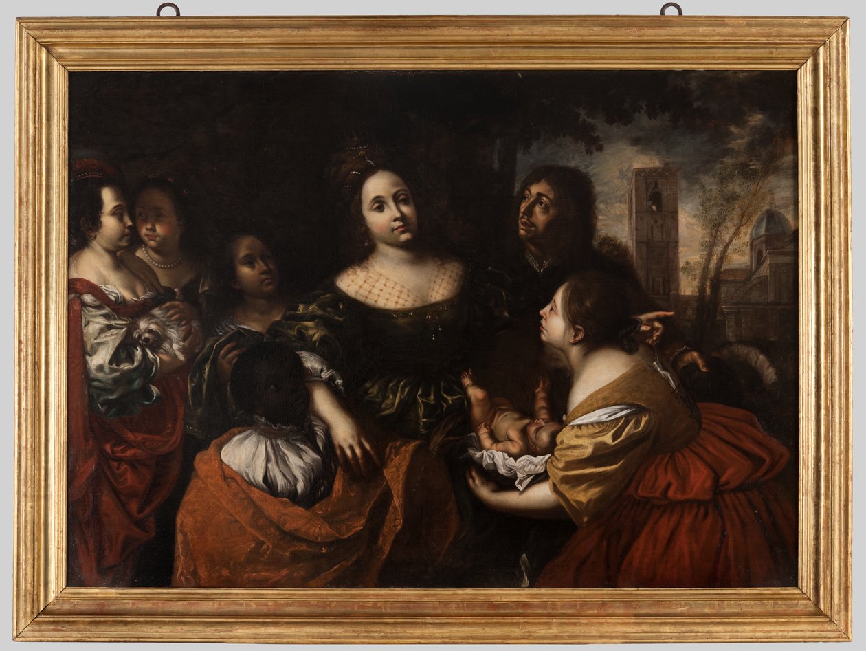 Faraos datter byder Moses frelst fra vandet velkommen, ca. 1645 af Francesco del Cairo