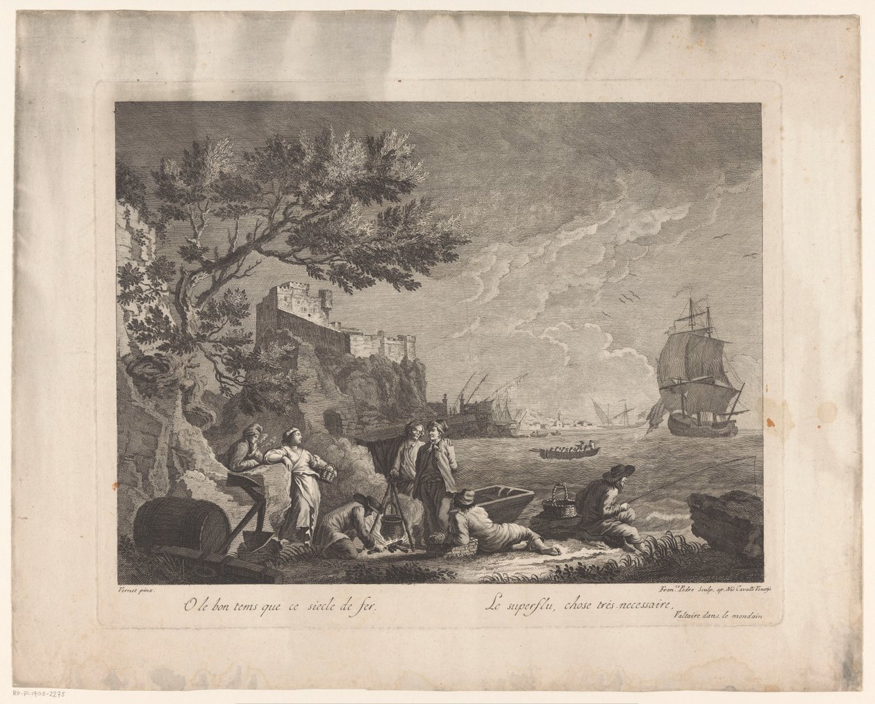 Figurer ved havet Landskaber med fiskere (serietitel) af Francesco del Pedro