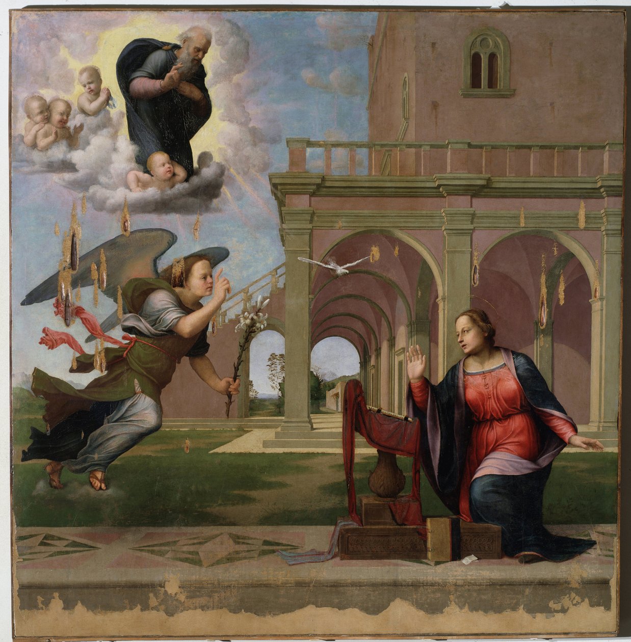 Bebudelse - olie på træ af Francesco di Cristofano Franciabigio