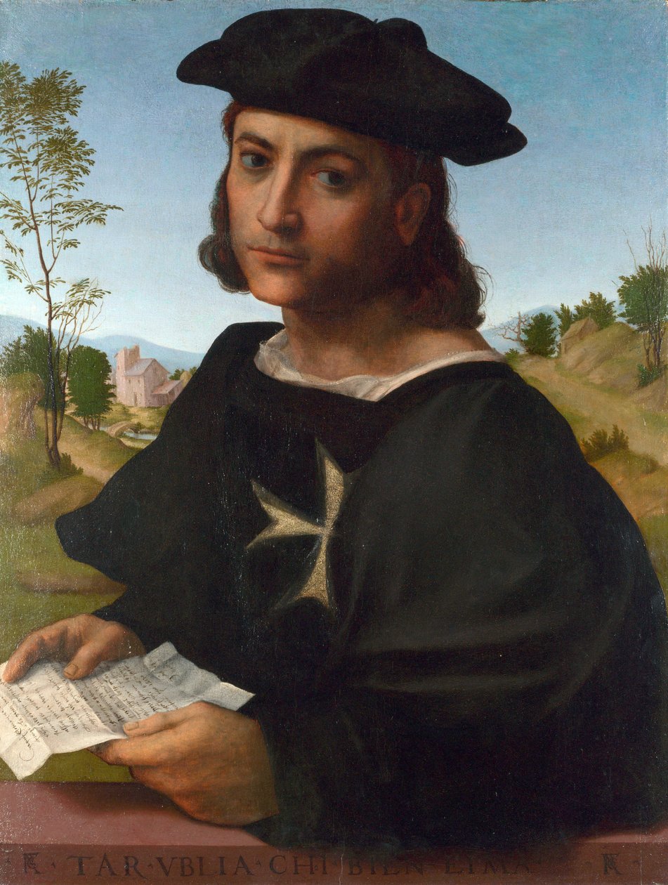 Portræt af en ridder af Rhodos - af Francesco di Cristofano dit Franciabigio (Marcantonio Franciabigio ou Francia Bigio) (1482-1525) Olie på træ 1514 National Gallery, London 60,3x45,7 af Francesco di Cristofano Franciabigio