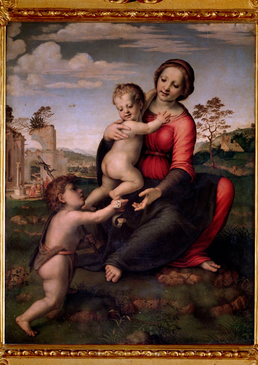 Jomfru med barn og den hellige Johannes Baptist (maleri af Francesco di Cristofano Franciabigio